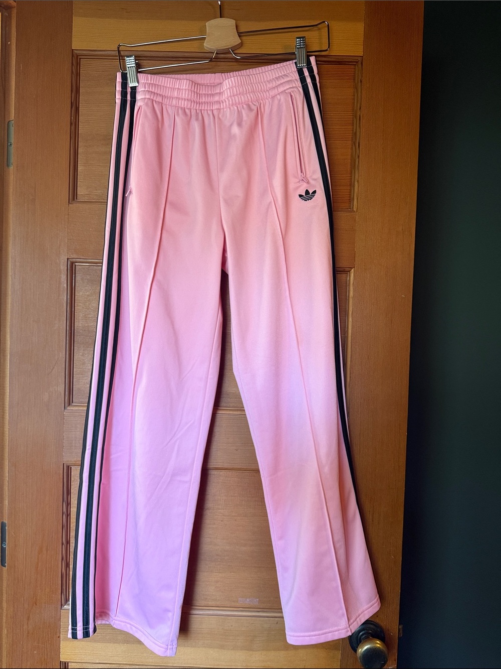 adidas Pink Joggers with Black Side Stripes